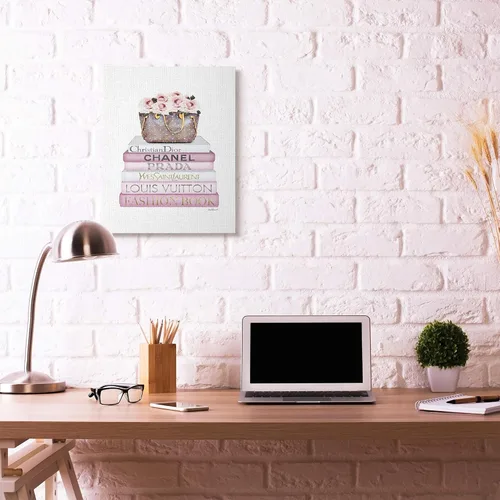 Vista 2 de Stupell Industries Fashioner - Monedero de flores 24 x 30 color rosa y blanco