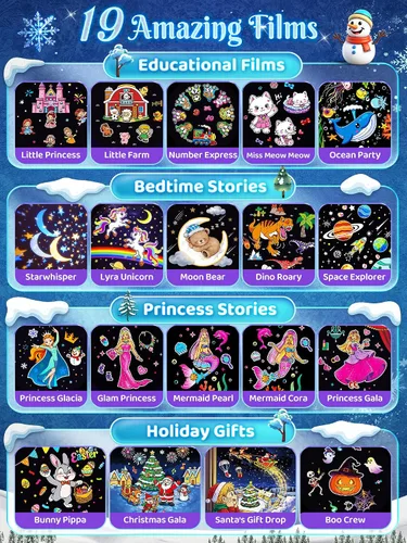 Vista 2 de Frozen Toys,Proyector de luz nocturna para niños con 19 películas y 15 Azul