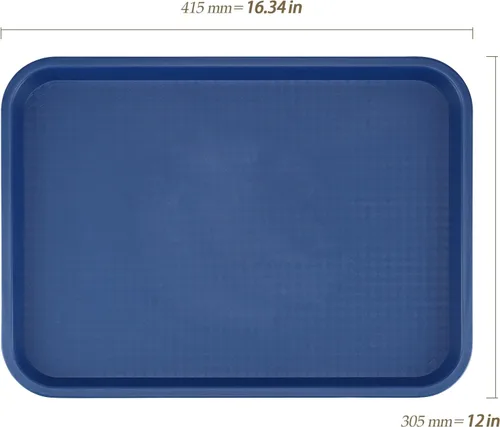Vista 2 de Paquete de 10 bandejas de plástico para comida rápida, bandejas de plástico para cafeterías de 16 x 12 pulgadas con superficie texturizada, bandejas