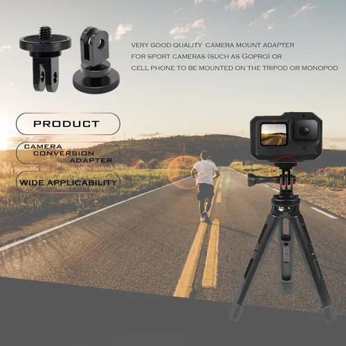 Vista 5 de Niewalda Adaptador de montaje de trípode de cámara de aluminio, 2 adaptadores de conversión ¼-20 para trípode, adecuado para GoPro