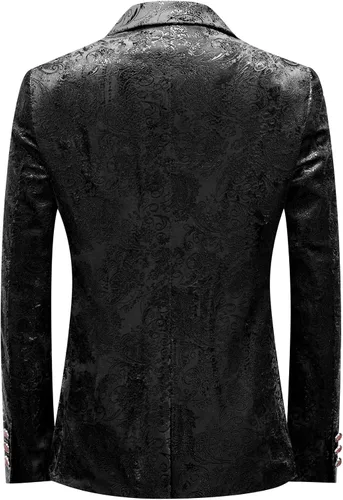 Vista 2 de Cloudstyle Traje de Vestir Floral para Hombre con Solapa con Muescas de Corte Ajustado Elegante Blazer Traje de Vestir Negro