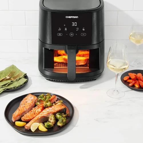 Vista 4 de Chefman TurboTouch Easy View - Freidora de aire, la forma más conveniente y saludable de cocinar sin aceite, te permite ver la comida cocinarse