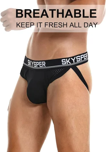 Vista 43 de SKYSPER Jock Strap Athletic Supporter para hombres Sexy Jockstrap Ropa interior masculina
