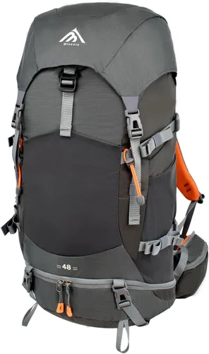 Vista 10 de Mochila de senderismo con marco interno con cubierta de lluvia, mochila de Negro