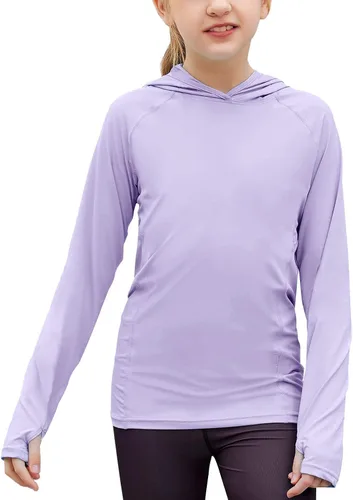 Vista 12 de Zaclotre - Sudadera con capucha para niños, con protección solar UPF 50+, de secado rápido, para niñas, con agujeros para los pulgares