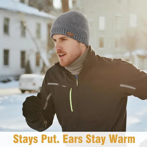 Vista 4 de Wmcaps Gorro de invierno con forro polar cálido, gorro de invierno de punto suave para hombres y mujeres