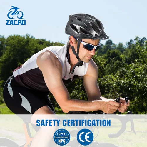 Vista 8 de Zacro Casco de bicicleta para adultos, ligero para hombres y mujeres, cómodo con almohadillas y visera, casco de bicicleta certificado para adultos