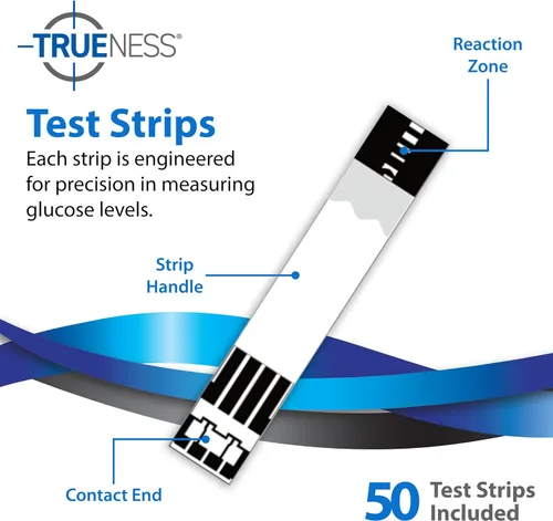 Vista 3 de TRUENESS TRUENESS Family of Self Monitoring Blood Glucosa Tiras de prueba de glucosa en sangre, 50