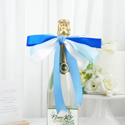 Vista 4 de MAYREEL Cinta de satén azul de 1 pulgada, color azul claro para envolver regalos, bodas, despedidas de soltera, decoraciones de fiesta, 5 rollos
