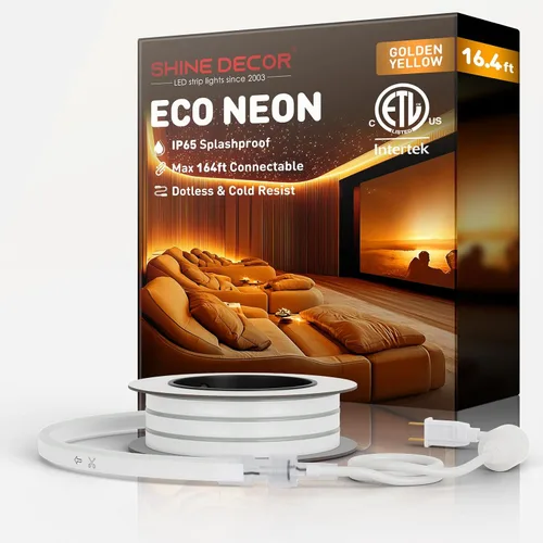 Vista 19 de Shine Decor Tira de luces LED AC 120V, cuerda de neón eco de 120 LED/m sin puntos, conectable y cortable, IP65 impermeable y resistente al clima