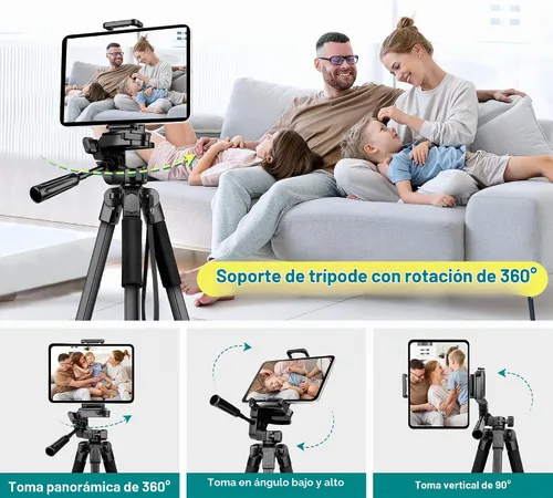 Vista 3 de JOILCAN Trípode para Teléfono, Soporte de Trípode de Cámara de 67" para iPhone iPad, Trípodes de Viaje Profesionales de Aluminio con Control Remoto