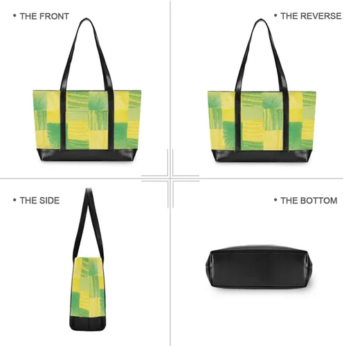 Vista 5 de Irregular Tie-dye in Yellowish-green Sturdy 14 inch laptop bag with zipper work tote bags for women for yoga with lunch maletin ejecutivo para mujer