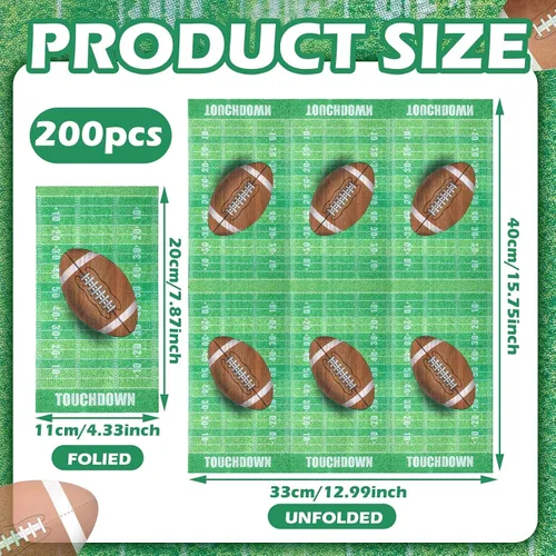 Vista 2 de Fuutreo 200 servilletas de fiesta de fútbol de 2 capas para invitados de fútbol, desechables, toalla de mano para el día del juego, suministros