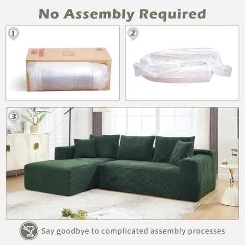 Vista 6 de Sofá modular de 108.3 pulgadas para sala de estar, sofá moderno sin hueso, sofá tapizado de espuma de nube con diván, sofá en forma de L