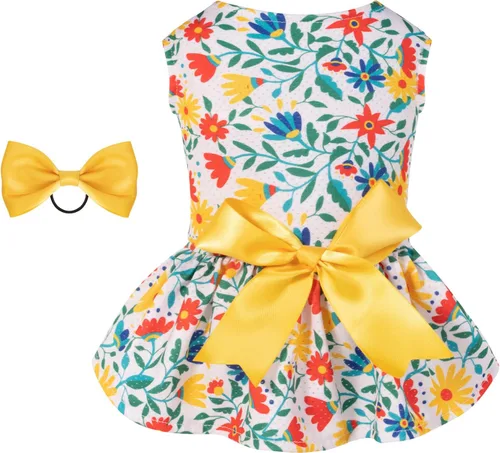 Vista 12 de CuteBone Vestido de malla para perro, vestido de Halloween para cachorros, traje de verano para mascotas, moda de verano para perros pequeños, ropa