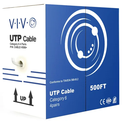 Vista 12 de VIVO Cable Cat6 a granel de 500 pies, cable Ethernet CCA, 23 AWG, caja de extracción UTP, red LAN, azul, CABLE-V006B Cable Ethernet CCA, 23 AWG