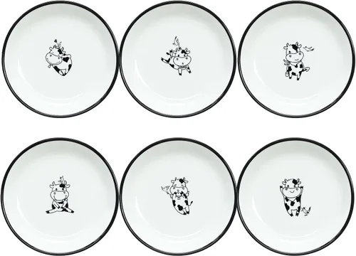 Vista 17 de Divertidos platos de cerámica con diseño de vaca y pájaro de caricatura, platos de condimentos, cuencos de sushi y soja, platos de aperitivo, platos