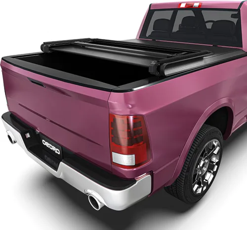 Vista 25 de OEDRO FRP Cubierta Rígida de Tonneau de Triple Pliegue Compatible con Dodge Ram 1500 2009-2024 (Carrocería Clásica y Nueva) Cama de 5.6 pies sin Ram