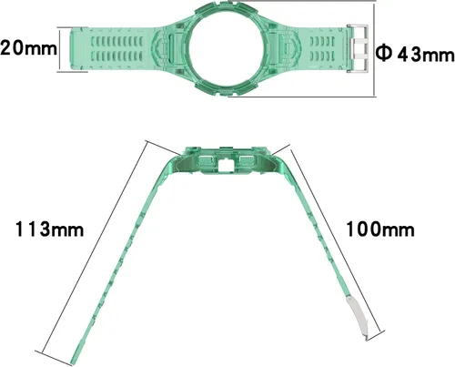 Vista 6 de VeveXiao Glacier - Correa resistente para Samsung Galaxy Watch 4 de 1.575 pulgadas con accesorios de parachoques, Galaxy Watch 4 de 1.575 pulgadas