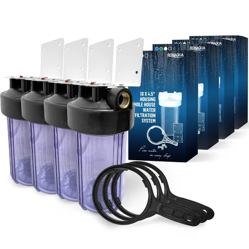 Vista 19 de Sistema purificador de filtro para toda la casa de 10 x 4.5 pulgadas de alta capacidad para agua de pozos o ciudades, botón de alivio de Verde