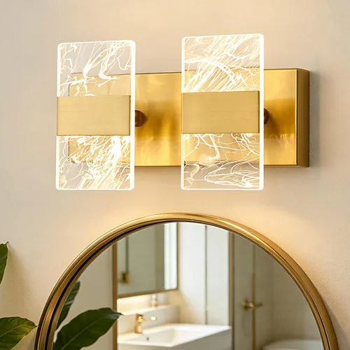Vista 10 de Moderna lámpara LED de baño, regulable, 2 luces, color negro, 5CCT, ajustable, luces de tocador sobre el espejo, luces LED de acrílico ahumado