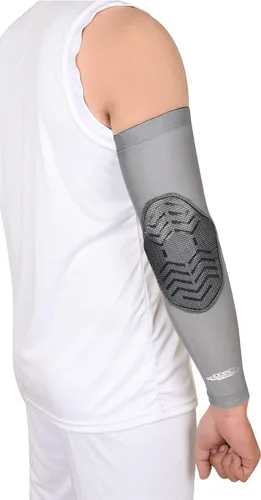 Vista 2 de Exxact Sports Codera de compresión para brazo, manga acolchada para codo para hombres, coderas de voleibol (1 par)
