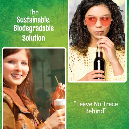 Vista 2 de Friendly Straw Paquete de 300 pajitas de papel kraft biodegradables, pajitas de papel para beber de 7.75 x 0.25 pulgadas, pajitas de papel marrón a