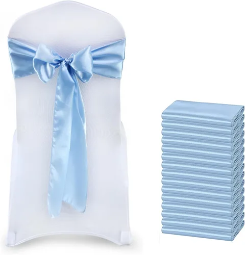 Vista 20 de Juego de 50 listones para sillas, de la marca MDS, Satin, Azul marino, 50