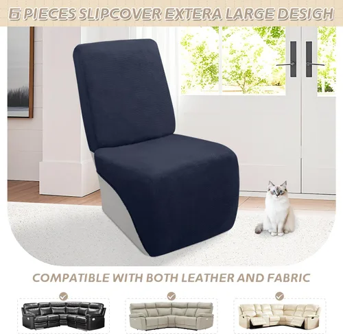 Vista 434 de Arfntevss Fundas de sofá seccional reclinable de terciopelo, Funda de sofá seccional de esquina para sofá reclinable, Funda elástica suave