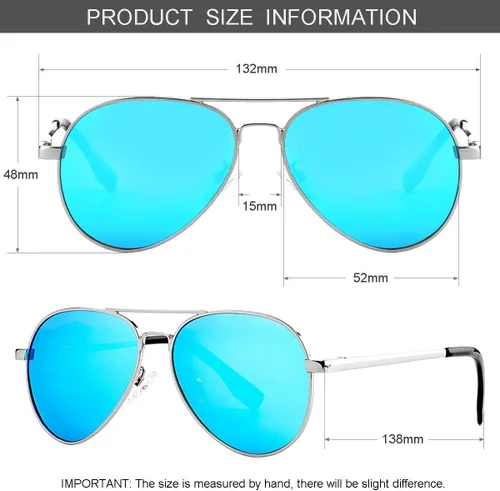 Vista 6 de Gleyemor Gafas de sol de aviador pequeñas para mujeres y hombres, marco pequeño de 2.047 in, polarizados, aviadores para cara pequeña