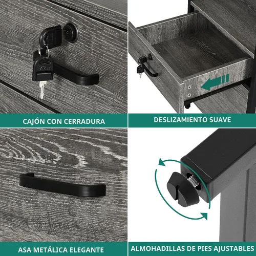 Vista 8 de YITAHOME Escritorio en Forma de U con Tomas de Corriente y Luces LED, Escritorio Reversible en Forma de L de 79" con Cajones, Escritorio de Esquina