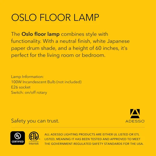 Vista 7 de Adesso 6237-02 Lámpara de pie Oslo - Equipo de iluminación resistente a la corrosión, a prueba de arañazos, con acabado blanco mate y cuerpo