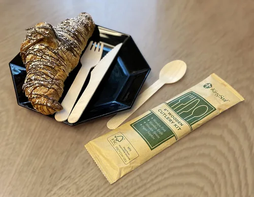 Vista 7 de KingSeal - 100 tenedores desechables de madera de abedul, biodegradables y respetuosos con el medio ambiente, certificado FSC, 6 pulgadas