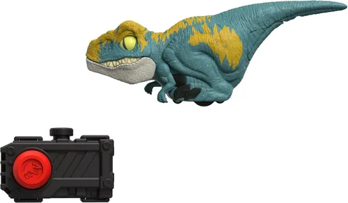 Vista 7 de Mattel Jurassic World Dominion - Juguete de dinosaurio sin jaula con movimiento y sonido controlados por clicker, figura de acción de dinosaurio rojo