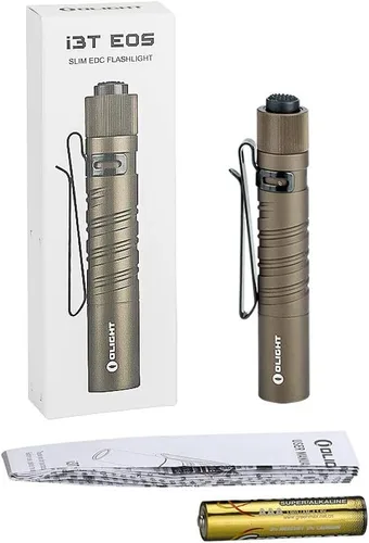 Vista 7 de Olight I3T EOS - Linterna delgada de 180 lúmenes de doble salida EDC, para acampar y senderismo, interruptor en el extremo de la linterna