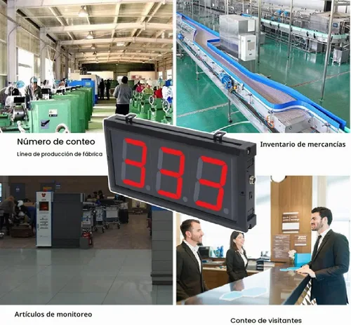 Vista 3 de LED arriba/abajo contador con caja de interruptor y pantalla LED roja 4" (3 dígitos)
