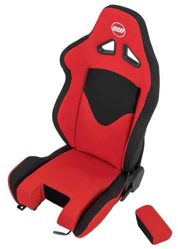 Vista 2 de OpenWheeler Racing and Flight Sim Seat, Simulator Cockpit. Sliding Rails Included. Red on Black. Breathable Fabric Upholstery