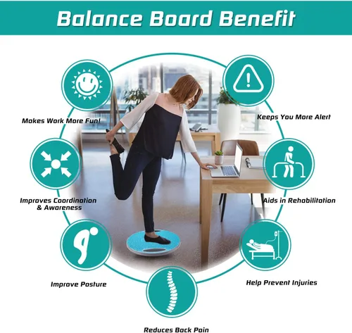 Vista 7 de NALANDA Tabla de Equilibrio Oscilante, Entrenador de Core para Entrenamiento de Equilibrio y Ejercicio, Material Saludable con Superficie