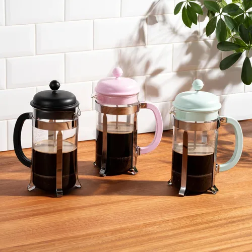 Vista 6 de Bodum Caffettiera Cafetera de prensa francesa, tapa de plástico negro y marco de acero inoxidable, 8 tazas, 34 onzas