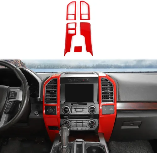 Vista 8 de Cubierta de panel de tablero de consola central compatible con Ford F150 2015-2020 compatible con Ford F150 2015-2020 accesorios de decoración Madera