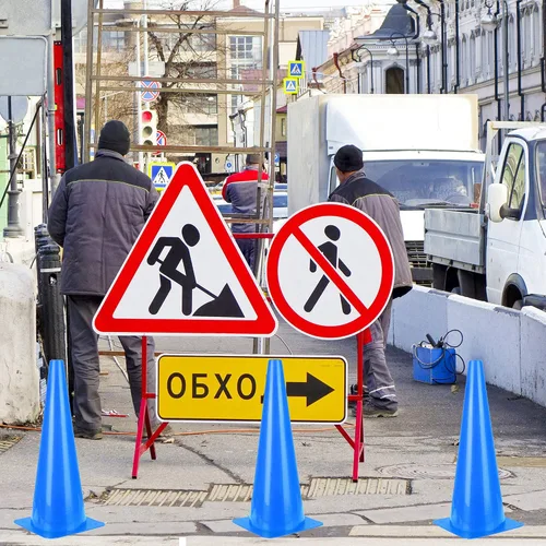 Vista 5 de Paquete de 5 conos de tráfico de 18 pulgadas, conos de estacionamiento de seguridad en carretera, conos marcadores de campo de agilidad para fútbol
