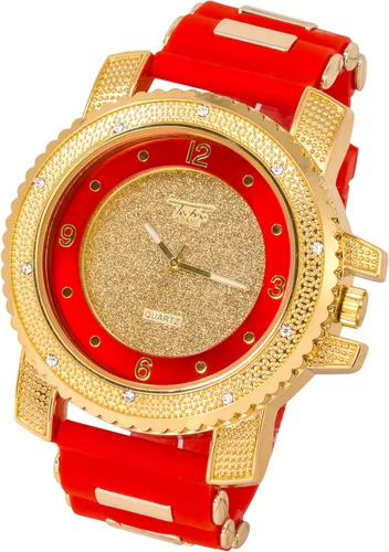 Vista 3 de Techno Pave Juego de reloj de diamantes helados de gran tamaño y pulsera cubana para hombre
