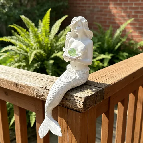 Vista 2 de Teaeeno - Decoración única para pecera, estatua de sirena para acuario Blanco