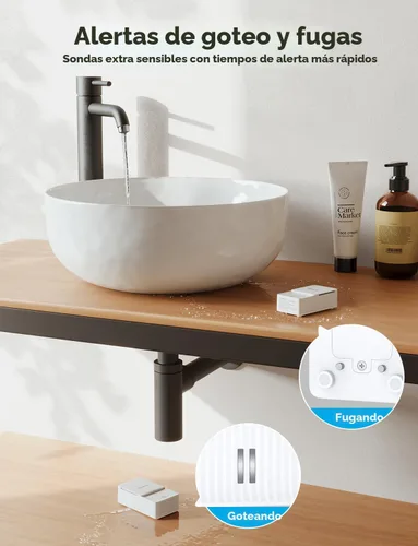 Vista 6 de GoveeLife Premium Detector inteligente de fugas de agua 2 con rango ultralargo de 1968 pies, sensor de agua wifi con SMS/Email/APP Push y alarma