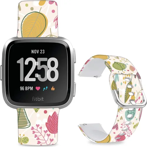 Vista 9 de Correas de reloj de silicona suave compatibles con Fitbit Versa 2/Versa/Fitbit Versa Lite/SE, correa de repuesto con bonito patrón floral de 0.98