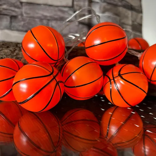 Vista 4 de Luces de Cadena de Baloncesto, 14 pies 20 LED Alimentadas por Batería para Interiores, Decoración Deportiva Pelota Fiesta Temática Deportiva Luces