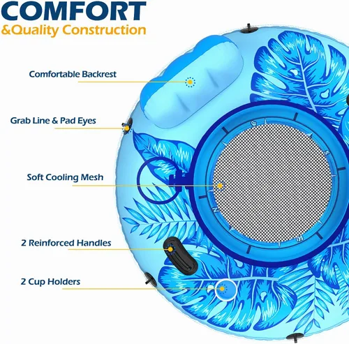 Vista 6 de Jasonwell Flotador inflable de tubo de río, flotador de río resistente, flotadores de piscina para lago, tubos de agua de primera calidad