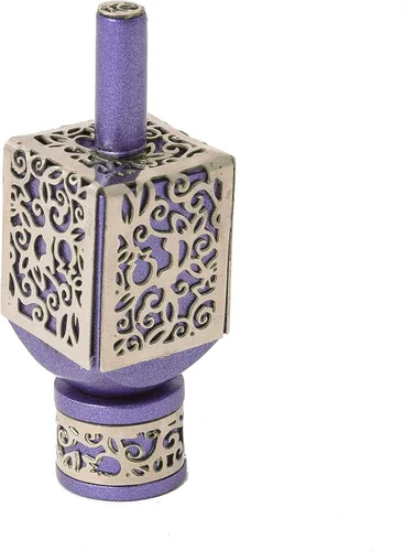 Vista 3 de Yair Emanuel Dreidel decorativo con soporte, diseño de recorte de granadas, regalo de Hanukkah decoraciones judías (azul, pequeño)