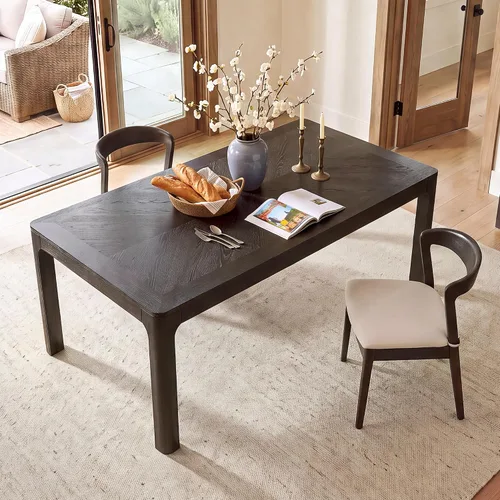 Vista 19 de Mesa de comedor extensible ovalada de madera con base de pedestal Marrón