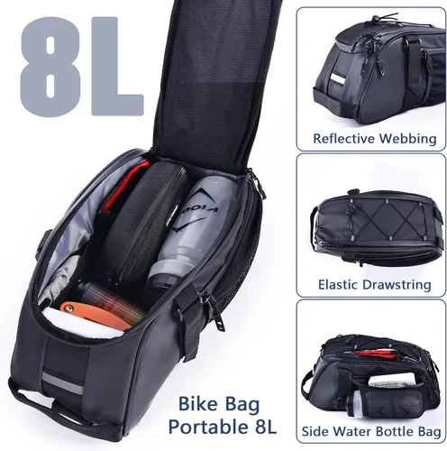 Vista 2 de Bolsa trasera para bicicleta reflectante, resistente al agua, bolsa de almacenamiento para maletero de bicicleta, bolsa de transporte para pecho
